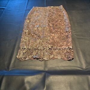 White House Black Market Lace Pencil Skirt in Bronze and Gold